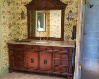 Large bath vanity with mirror