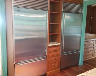 Two 36" counter depth Sub-Zero refrigerators mfg. October 2002. Each is 7 ft. tall