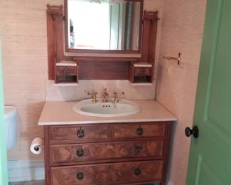 European bath vanity with matching wall mirror 