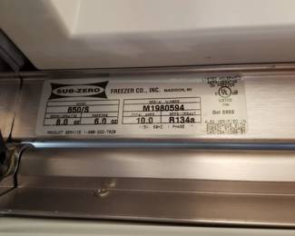 Two 36" counter-depth Sub-Zero refrigerators mfg. October 2002