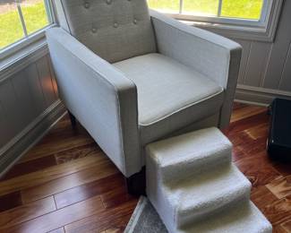 chair, dog steps