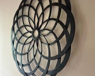 black metal woven lotus wall decor accent 