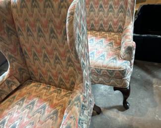 Pair wing back chairs