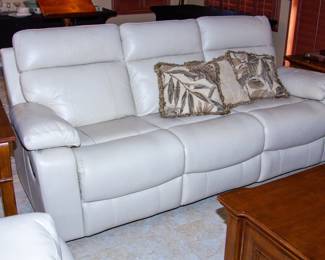 White leather reclining couch