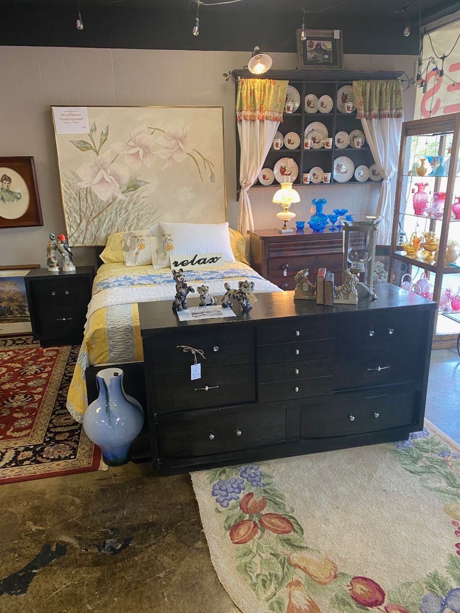c.1950's "I LOVE LUCY" Black Bedroom Suite with Dresser, Nightstand and 8-Drawer Dresser, FASHION TREND by Johnson Carper