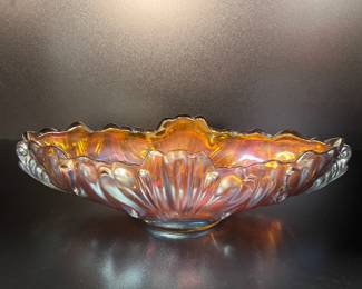 Found at Playing Hookey Antiques, 1950's gondola Carnival glass centerpiece
