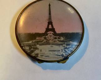 c.1950's Souvenir Eiffel Tower Makeup Compact