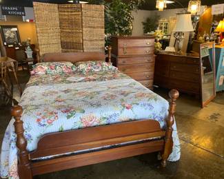c.1940's Maple Bedroom Set, includes:  Full Bed, Dresser, Mirror, and Chest (no mattress/boxsprings)