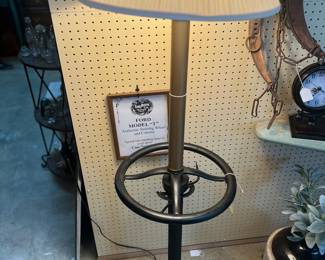 Found at Playing Hookey Antiques, Ford Model T Steering wheel Standing Lamp made by Local Artist
