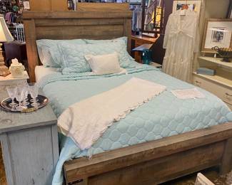 Modern Farmhouse Style Wooden Queen Size Bed with Mattress, Boxsprings, and includes ALL BEDDING FOR FREE with purchase of Bed!