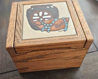 Handmade Wooden Jewelry Box. Tile & Mirror