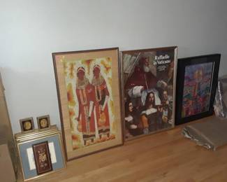 Assorted art framed pieces, African, historic, architectual