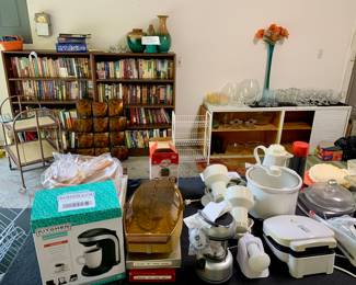 Books, various kitchen and house items 