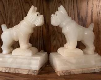 Marble and Alabaster Scottie Dog Bookends