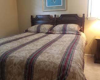 Stanley Furniture Company Walnut Provincial queen bed includes mattresses. Priced to go.