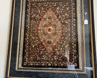 Incredible silk and stone framed picture