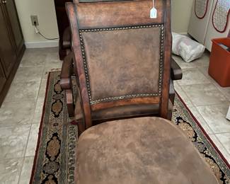 Leather Back and Seat Wooden Chairs