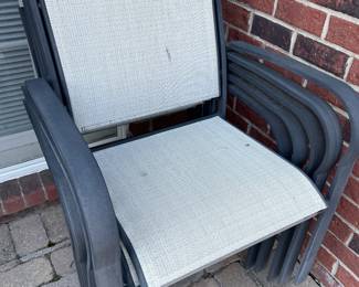 all season patio chairs with metal arms and mesh seats - 4 available