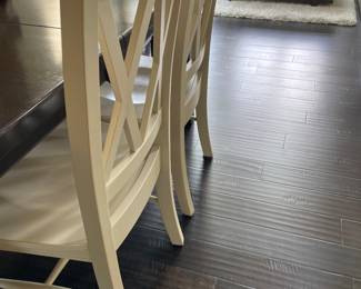 Another view of the back of the dining chairs (4 ivory and 2 dark wenge available)