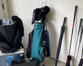 Golf clubs/drivers, Golf Bag, Golf shoes, Golf - Optishot, and golf travel bag