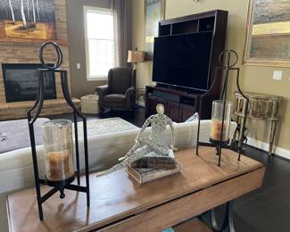 Candle holders and metal sculpture
