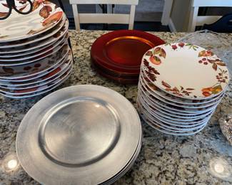 Surla Table dinner and salad plates, and chargers