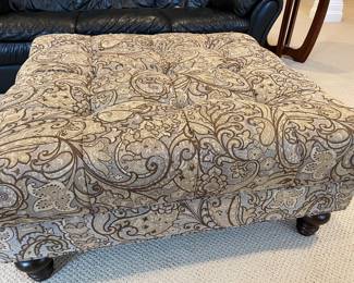 Tufted 42" square ottoman with wood feet
