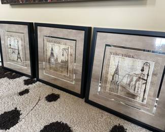 New York, London, and Paris framed artwork