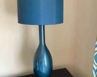 Teal lamp with acrylic base - tall table lamps - 2 available
