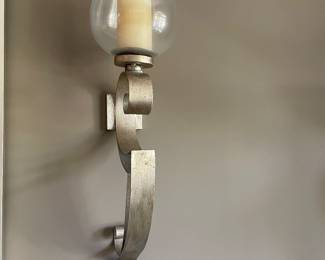 burnished pewter and gold candle sconces