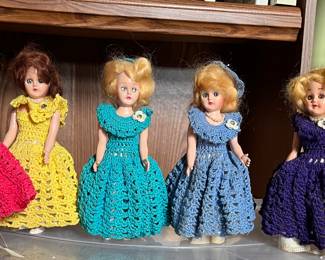 Vintage Doll Set with crocheted dresses