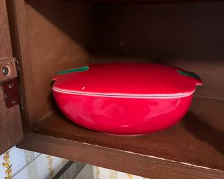 Vintage Pyrex Red Hostess Serving bowl with Lid
