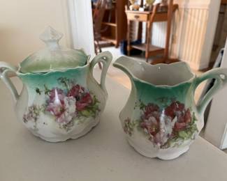 Antique China Sugar and Cream pitcher