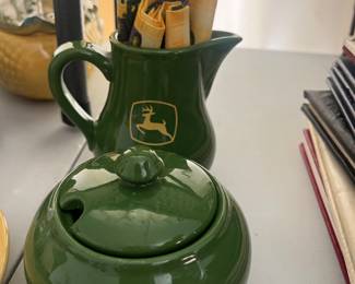 John Deere Sugar Bowl and Cream Pitcher