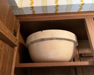 Vintage White Crock Mixing Bowl