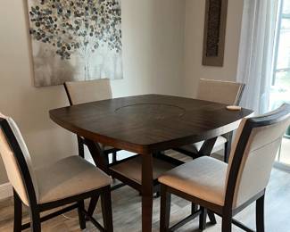 Dining Table with turning table in the middle, 4 chairs