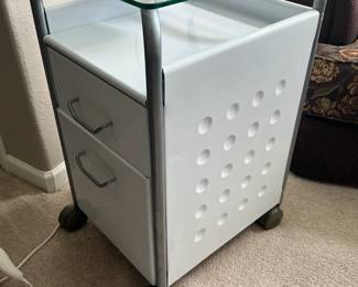 Glass top rolling storage cart