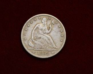 1854 Seated Half Dollar AU