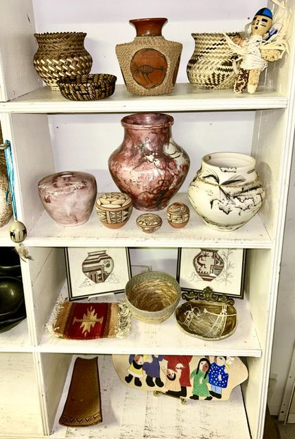 Native American, South American, Southwest pottery and, baskets & decor, some SOLD