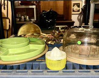 Mid-Century relish set (SOLD), cake taker & lemon juicer