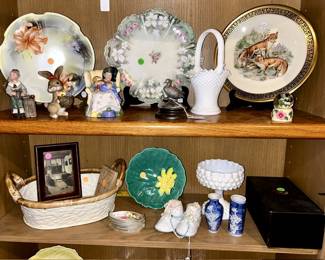 Collectible porcelain, milk glass, etc.