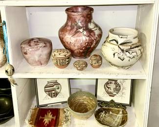 Native American, South American, Southwest pottery and, baskets & decor, some SOLD