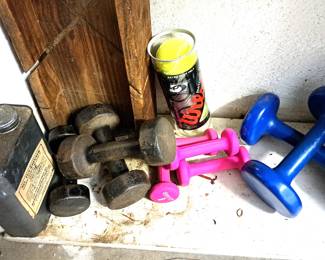 EXERCISE WEIGHTS, TENNIS BALLS, 