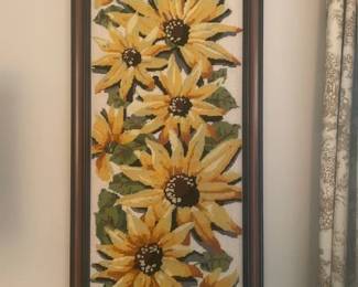 large framed vintage needlepoint