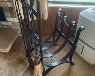 hand wrought fireplace set