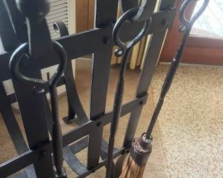hand wrought fireplace set