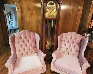 AVAILABLE AT HALF PRICE !!!
pair of wing-back chairs and grandfather clock