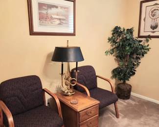 Office chairs and file cabinets