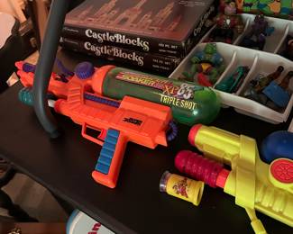 Castle Blocks in box and Super Soakers