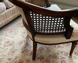 Upholstered cane tub chair